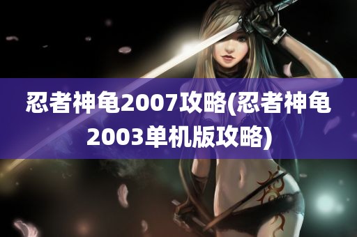 忍者神龟2007攻略(忍者神龟2003单机版攻略)