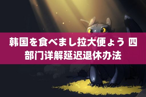 韩国を食べまし拉大便ょう 四部门详解延迟退休办法