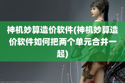 神机妙算造价软件(神机妙算造价软件如何把两个单元合并一起)