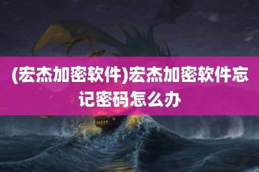 (宏杰加密软件)宏杰加密软件忘记密码怎么办