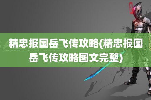 精忠报国岳飞传攻略(精忠报国岳飞传攻略图文完整)