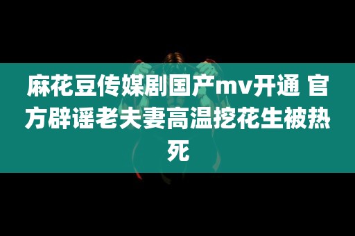 麻花豆传媒剧国产mv开通 官方辟谣老夫妻高温挖花生被热死