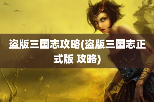 盗版三国志攻略(盗版三国志正式版 攻略)