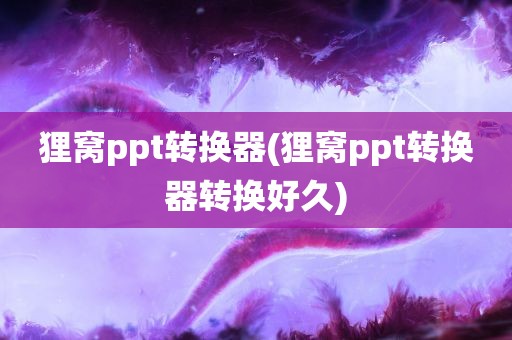 狸窝ppt转换器(狸窝ppt转换器转换好久)