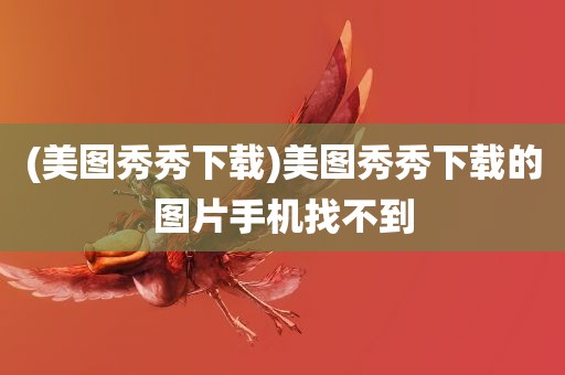 (美图秀秀下载)美图秀秀下载的图片手机找不到