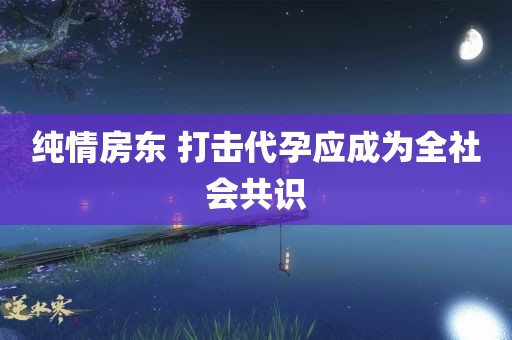 纯情房东 打击代孕应成为全社会共识