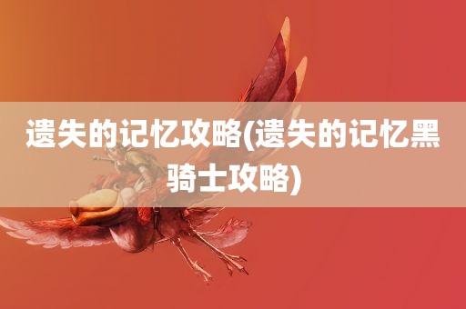 遗失的记忆攻略(遗失的记忆黑骑士攻略)