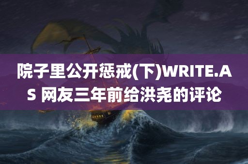 院子里公开惩戒(下)WRITE.AS 网友三年前给洪尧的评论