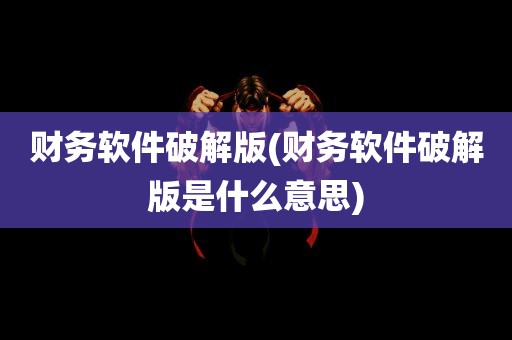 财务软件破解版(财务软件破解版是什么意思)