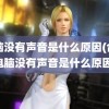 电脑没有声音是什么原因(台式电脑没有声音是什么原因)