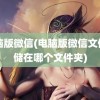 电脑版微信(电脑版微信文件存储在哪个文件夹)